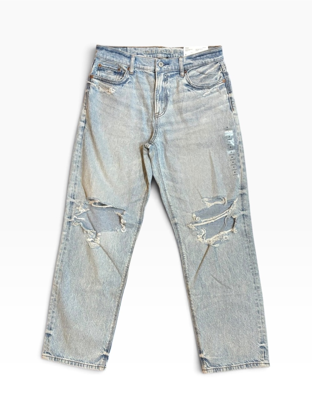 NWT AE American Eagle Ex-Boyfriend Super Destroy Strigid Jeans Size 4
